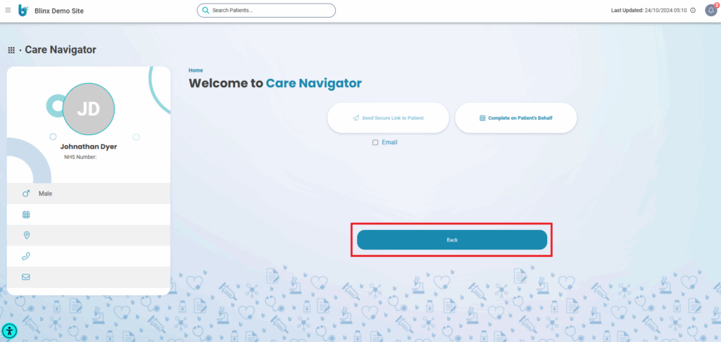 Image of Care Navigation's Back Button